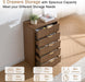 Fluted 5 Drawers Dresser for Bedroom, 45.3" Tall Modern Chest of Drawers with Metal Handle, Natural Wooden Dresser TV Stand Boho Deep Drawer Dresserfor Bedroom Living Room-Brown