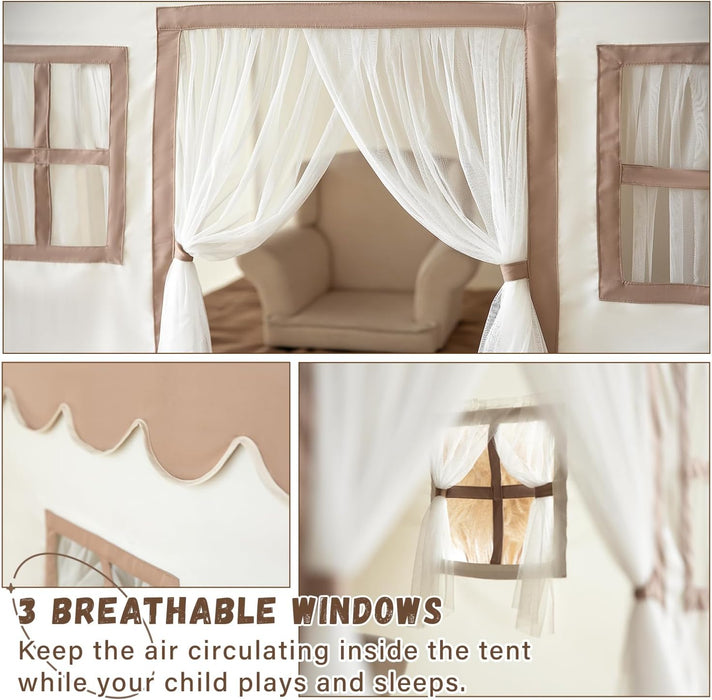 Kids Play Tent with Padded Mat, Large Playhouse for Kids Play House Indoor Castle Bed Tent for Toddler, Kid Toys for Boys and Girls Birthday House Gift