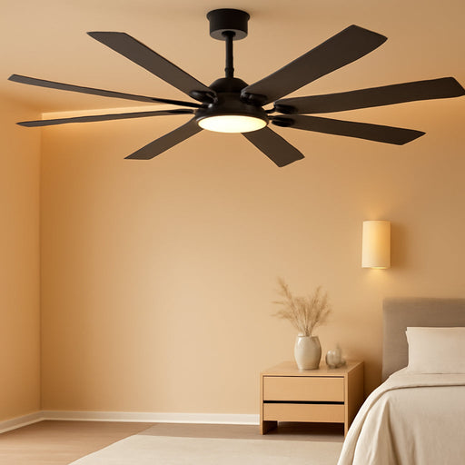 62 Inch Black Ceiling Fan Integrated Lighting