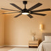 62 Inch Black Ceiling Fan Integrated Lighting