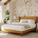 Queen Size Solid Wood Bed Frame with Wingback Headboard, Walnut Brown Finish, Platform Bed Frame, No Box Spring Required