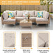 7 Piece Patio Furniture Set, Wicker Modular Outdoor Furniture with Thicker Cushions, Outdoor Couch Sofa for Garden, Poolside, Backyard, Beige