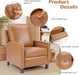Genuine Leather Pushback Recliner Chair for Living Room, Brown