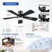 Low Profile Ceiling Fan with Light and Remote Control,46" Modern Flush Mount Black Ceiling Fan, 5 Dual-Sided Blades, Energy Efficient DC Motor, Reversible for Bedroom, Living Room, Indoor/Outdoor Use