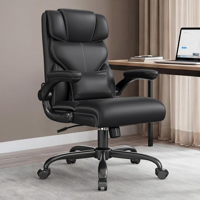 Office Chair, Executive Mid-Back Computer Desk Chair with Flip-Up Armrests