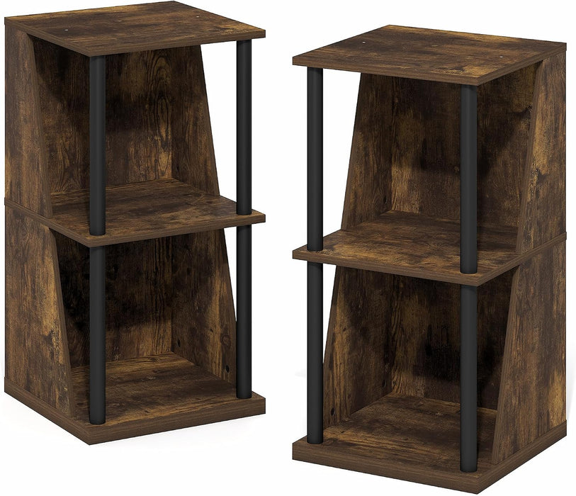 Flexi Book Shelf, 4-Cube Bookshelf, Standing Bookcase, Amber Pine | 15 X 15 X 58.4, DIY Stackable & Separable, Tall, Geometric, for Living Room, Home Office, Bedroom