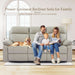 Power Reclining Sofa Set with LED Reading Light/Storage Drawer, Power Loveseat Recliner Sofa, Reclining Loveseat with Bluetooth Speakers/Outlets/Breathing Leather (Grey, Sofa+Loveseat)