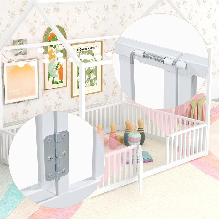 Premium PowderCoated Metal Montessori Floor Bed White