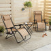 Outdoor Textilene Adjustable Zero Gravity Folding Reclining Lounge Chair Set with Cup Holder, Side Table, Headrest, Weather-Resistant, 35 X 26 X 43 Inches, Beige, 2-Pack