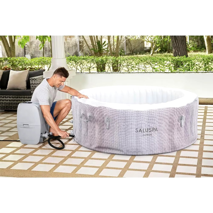 Saluspa Cancun Airjet 2 to 4 Person Inflatable Hot Tub, 71 X 26 Inch round Portable Outdoor Spa with 120 Soothing Jets