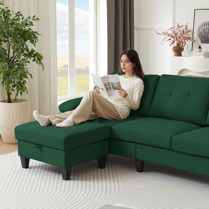 EightySixInch Green Sectional Sofa Living Room Set