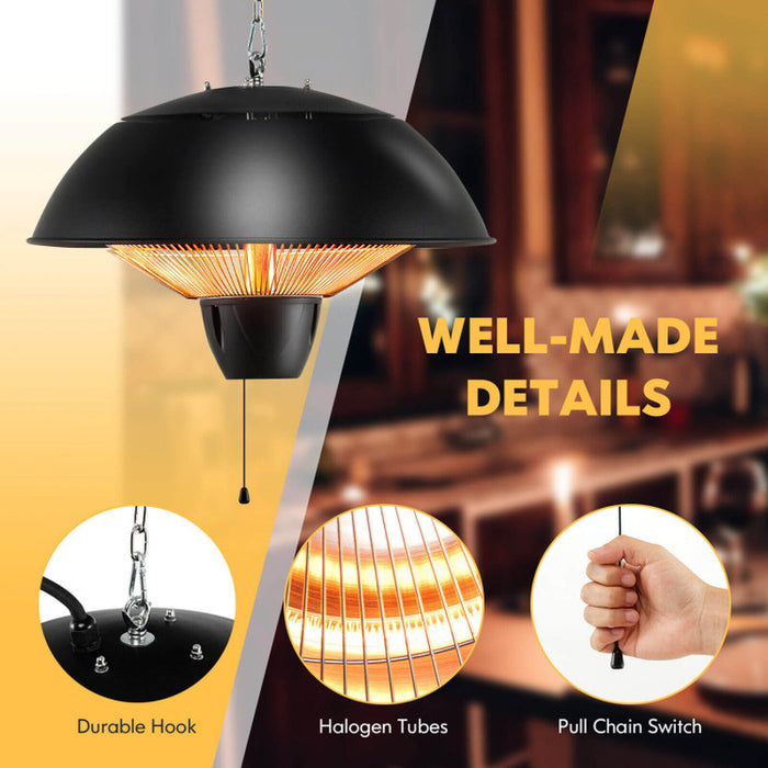 1500W Electric Hanging Patio Heater with IPX4 Waterproof