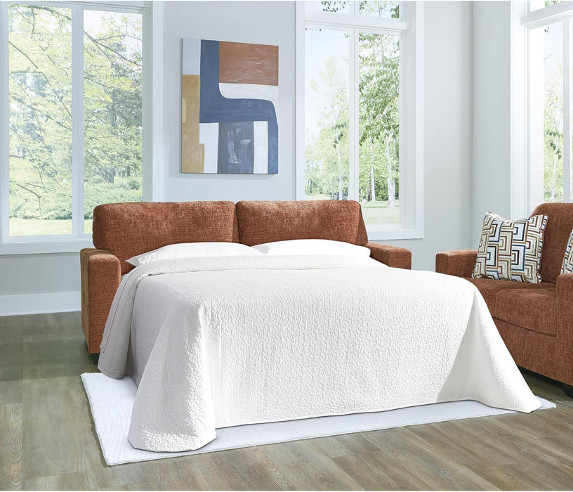 Queen Burnt Orange Contemporary Luxury Sofa Sleeper