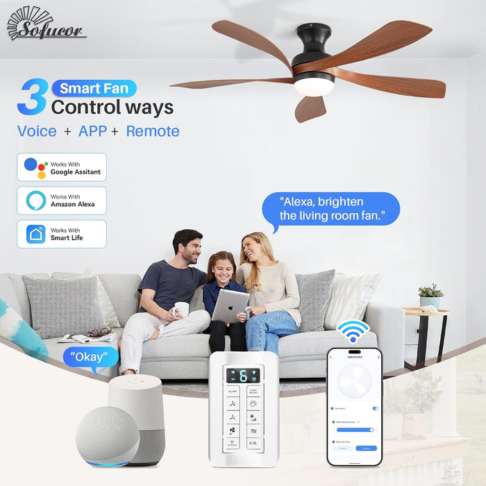 Smart Ceiling Fan With Dimmable Integrated Lighting