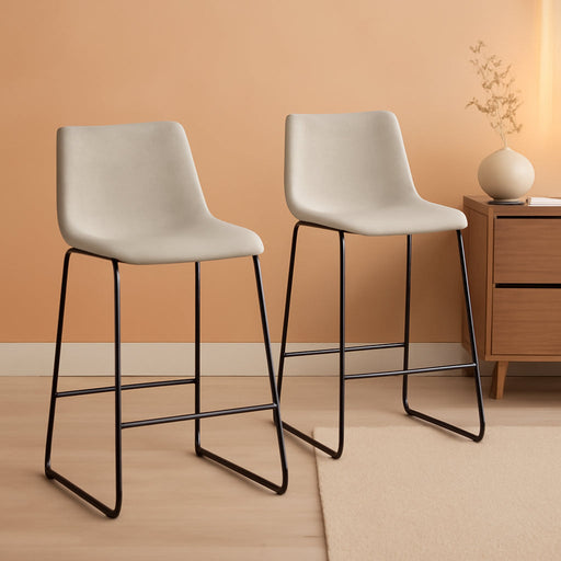 Douglas Urban Industrial Faux Leather Armless Counter Chairs, Set of 2, Grey