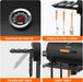29-Inch Barrel Charcoal Grill, Heavy Duty BBQ Grill with Manual Rotisserie Meat Fork, Detachable Windproof Ash Collector Barbecue Smoker Grill Combo for Backyard, Patio and Parties ﻿