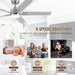 Ceiling Fans with Lights, 52 Inch Brushed Nickel Ceiling Fans with Lights and Remote Control, Reversible, 3CCT, Dimmable, Noiseless, Downrod, Modern Ceiling Fan for Bedroom, Indoor/Outdoor Use