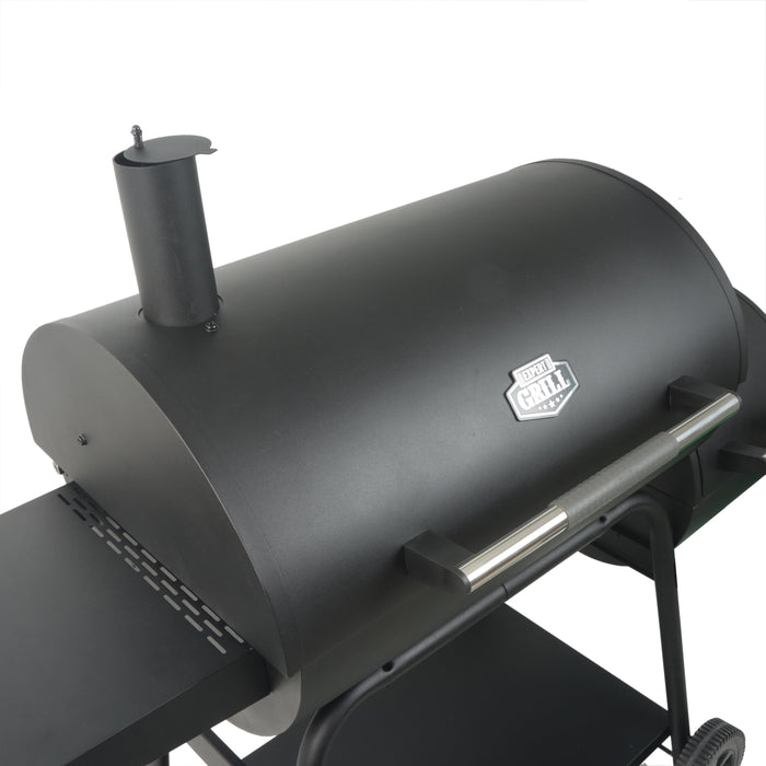 28" Offset Steel Charcoal Smoker Grill with Side Firebox, Black, New