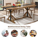 71 Inch Dining Table for 6 People, Rectangular Kitchen Farmhouse Table W/Thickness Waterproof Wood Tabletop,Long Dining Room Tables W/Wood Strip Base for Kitchen Living Room Oak