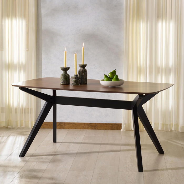 SAFAVIEH Couture Collection - Divya Walnut & Black Rectangle Wood Dining Table, Modern Two-Tone Design, Seats up to 6 (SFV6711A)