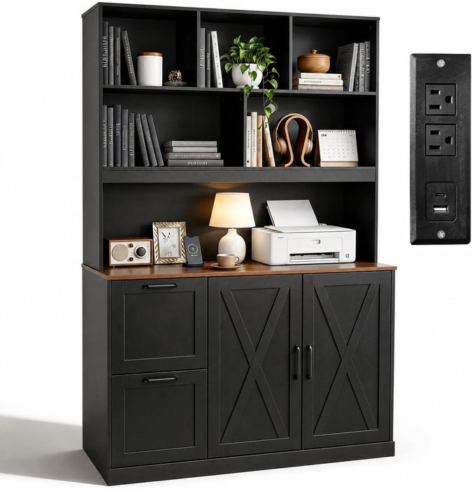 72-Inch Tall Bookshelf With Integrated Power Outlet