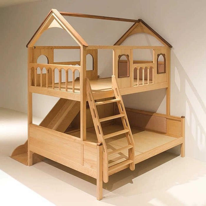 Twin Over Full SolidWood BunkBedWithSlide PlayhouseLoft
