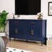 58 Inch Sideboard Buffet Cabinet with Storage, Fluted Buffet Storage Cabinet with 2 Drawers and 4 Doors, Modern Coffee Bar with Adjustable Shelves for Living Room, Kitchen (Blue)