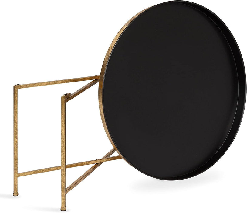 Celia Modern round Coffee Table; 28 X 28 X 19; Black and Gold; Coffee Table for Living Room Decor; Storage; and Display