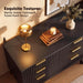Fluted Dresser for Bedroom, 57" Wide Chest of 9 Drawers, Black