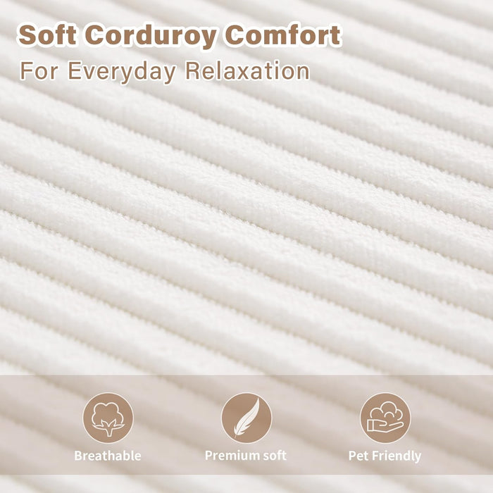 Beige Upholstered Folding Sofa Bed Convertible Floor