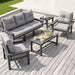 HDPE Outdoor Patio Furniture Set, Grey Frame & Grey Cushions