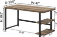 Computer Desk, Wood and Metal Home Office Desk with Storage Shelves, Small Study Writing Table Workstation for Bedroom Living Room, Rustic Oak, 47 Inch