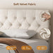 Queen Bed Frame, Velvet Fabric Upholstered Platform Bed with Button Tufted Headboard, Strong Wooden Slats Support, Noise Free, Easy Assembly, Adjustable Headboard, No Box Spring Needed, Beige | Plush Velvet, Varied Fit, Velero Design, Rounded Legs