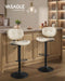 VASAGLE Bar Stools Set of 2, Height Adjustable Swivel Chairs, PU Leather | Kitchen Barstools with Back and Footrest, Quilt Surface, Steel, Dining Room, Counter, Cream White,Uljb150W101S