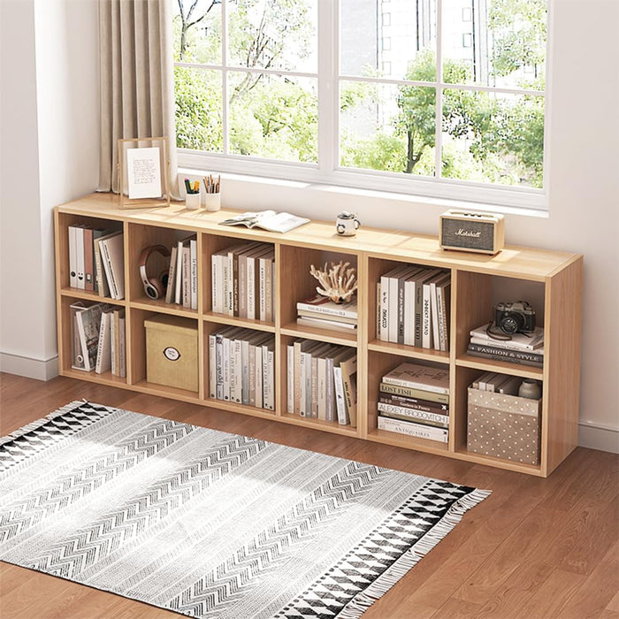 EightCube Organizer Bookcase Stackable Open Shelf Oak