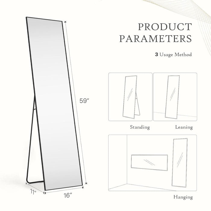 Full Length Mirror 59Inches AluminumAlloy Floor Frame