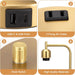 Gold Lamp for Bedroom - Industrial Bedside Table Lamp with USB Port and Outlet, Fully Dimmable Nightstand Lamp with Opal Glass Shade, Small Desk Lamps for Home Office