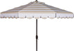 Outdoor - Vienna 9-Foot Crank Patio Umbrella - Beige & White Canopy - Brown Aluminum Pole - Single Scallop Trim Design - Ideal for Patio, Deck, Poolside, Backyard (PAT8011A)