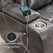 Power Reclining Sofa Couch with Wireless Charger, 3 Seaters with Recliner with Reading Light, Leather Electric 3 Seat Sofa Sectional Set for Living Room, Home Theater Seating with LED Lights, Grey