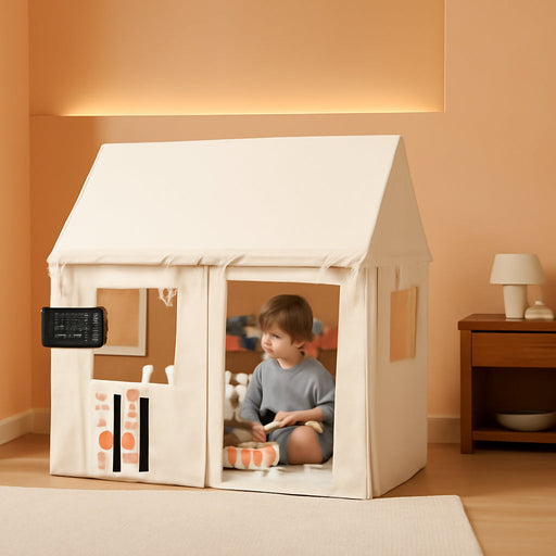 Kids Play Tent 3 in 1 with Padded Mat and Lights, Large Kids Playhouse with 2 Doors & 4 Windows, Indoor & Outdoor, Christmas Toddler Tent, Play Set