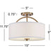 Halsted Modern Ceiling Light Semi Flush Mount Fixture 15" Wide Warm Brass 2-Light Oatmeal Linen Drum for Bedroom Living Room House