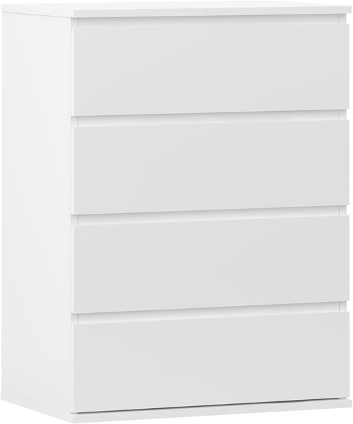 Modern Chest of Drawers, 4/5/6 Drawer Dresser without Handles Floor Storage Drawer Cabinet Vertical Dresser Storage Organizer for Home Office (4 Drawers, White)