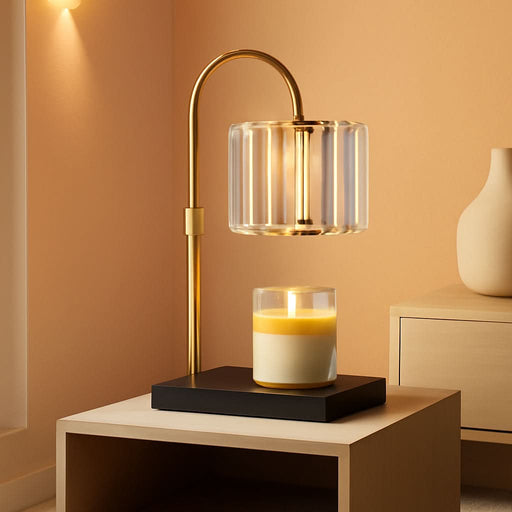 Candle Warmer Lamp, Wax Warmer Candle Lamp Timer & Dimmer 7-Levels, Compatible Most Jar Candles, Top Melting, Cystal Candle Heater Lamp for Scented Wax, Elegant Home Decoration, Black