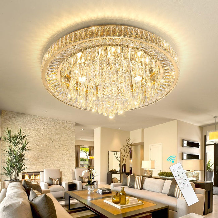 LED Crystal Chandelier With Remote Dimmable Lighting