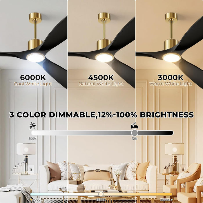 52 Inch MatteBlack Ceiling Fan EnergyEfficient Remote