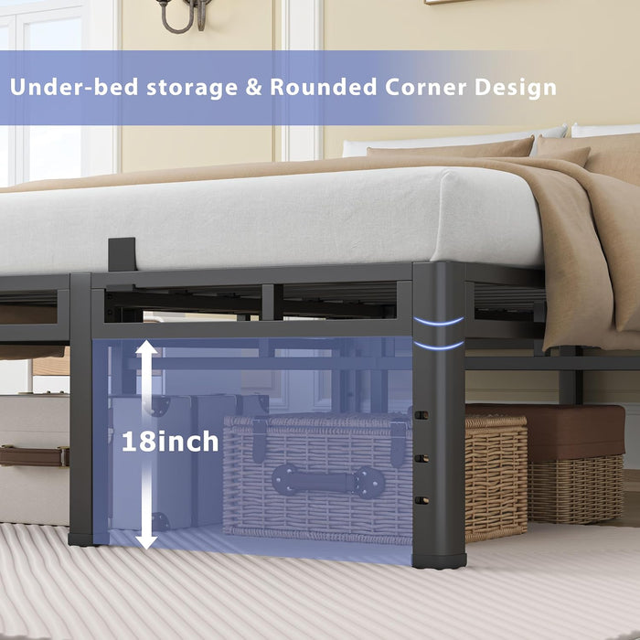 Full Size Metal Platform Bed Frame, 22 Inch Dual-Layer Heavy Duty Base