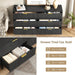 Fluted 6 Double Drawers Dresser for Bedroom, 55”Wide Modern Chest of Drawers with Deep Drawers,Curved Profile Design, Wood Drawer Organizer for Living Room, Hallway, Dark Black