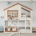 Twin Bunk Bed With Bookshelves Beige LinenFinishPremium