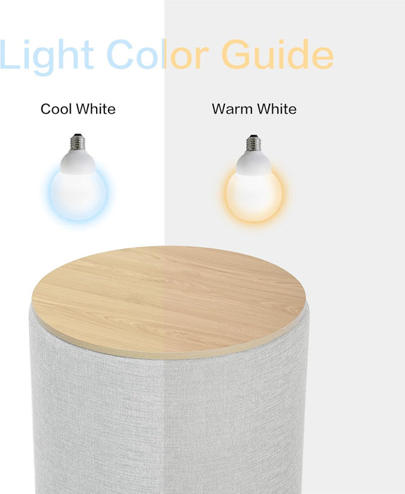 Storage Ottoman with Wood Top - Light Gray Textured Woven