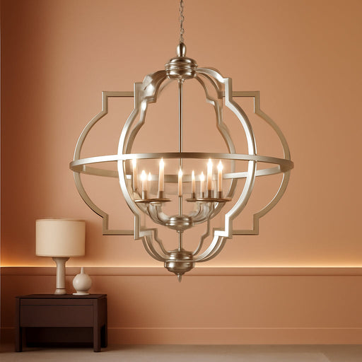 21.7" Modern Brushed Nickel Chandelier Large Farmhouse 6-Light Rustic Pendant Lighting Fixtures for Dining Room Living Room Bedroom Kitchen Island Home Office